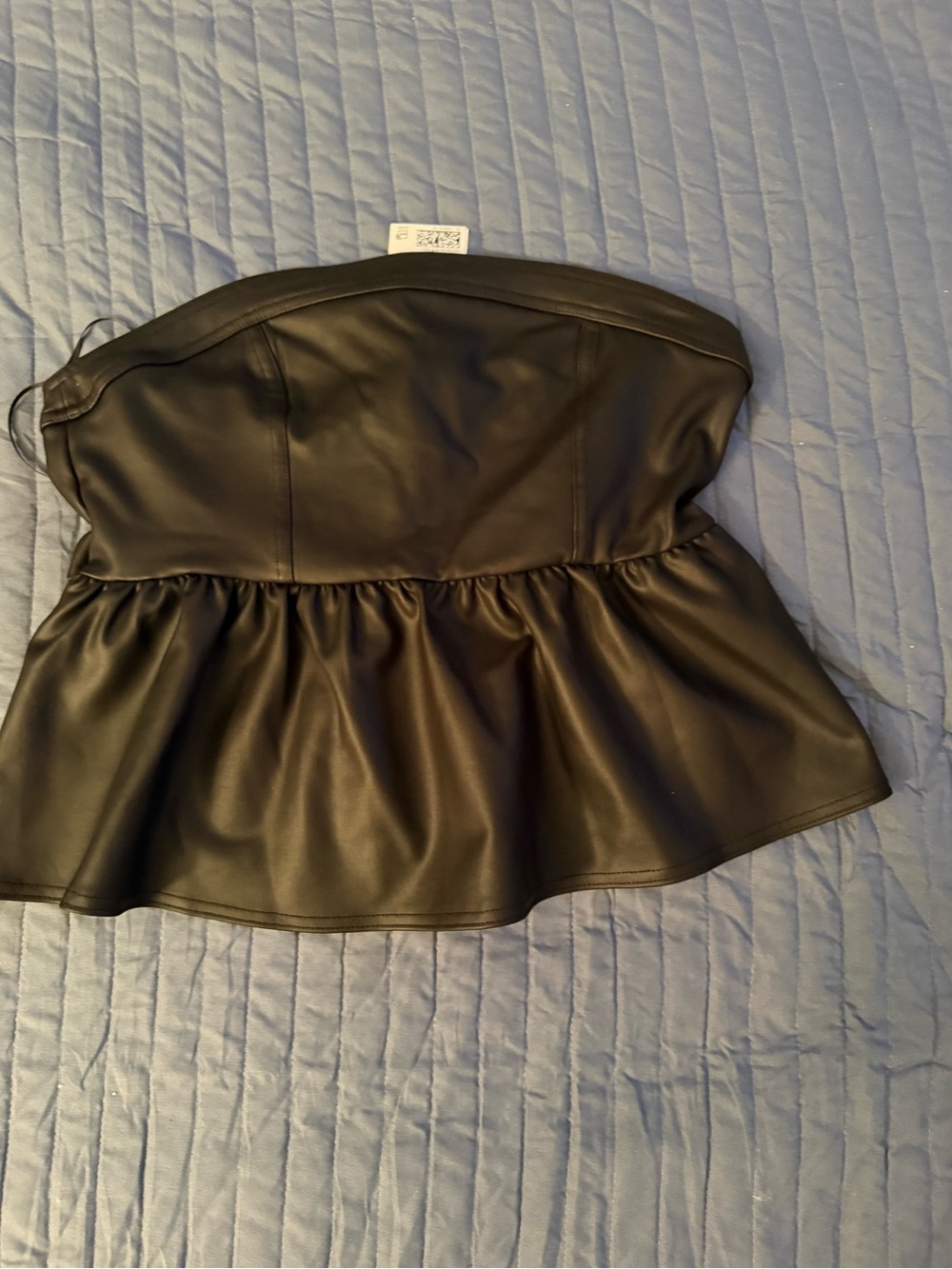 H&M Black Faux Leather Peplum A-Line Skirt